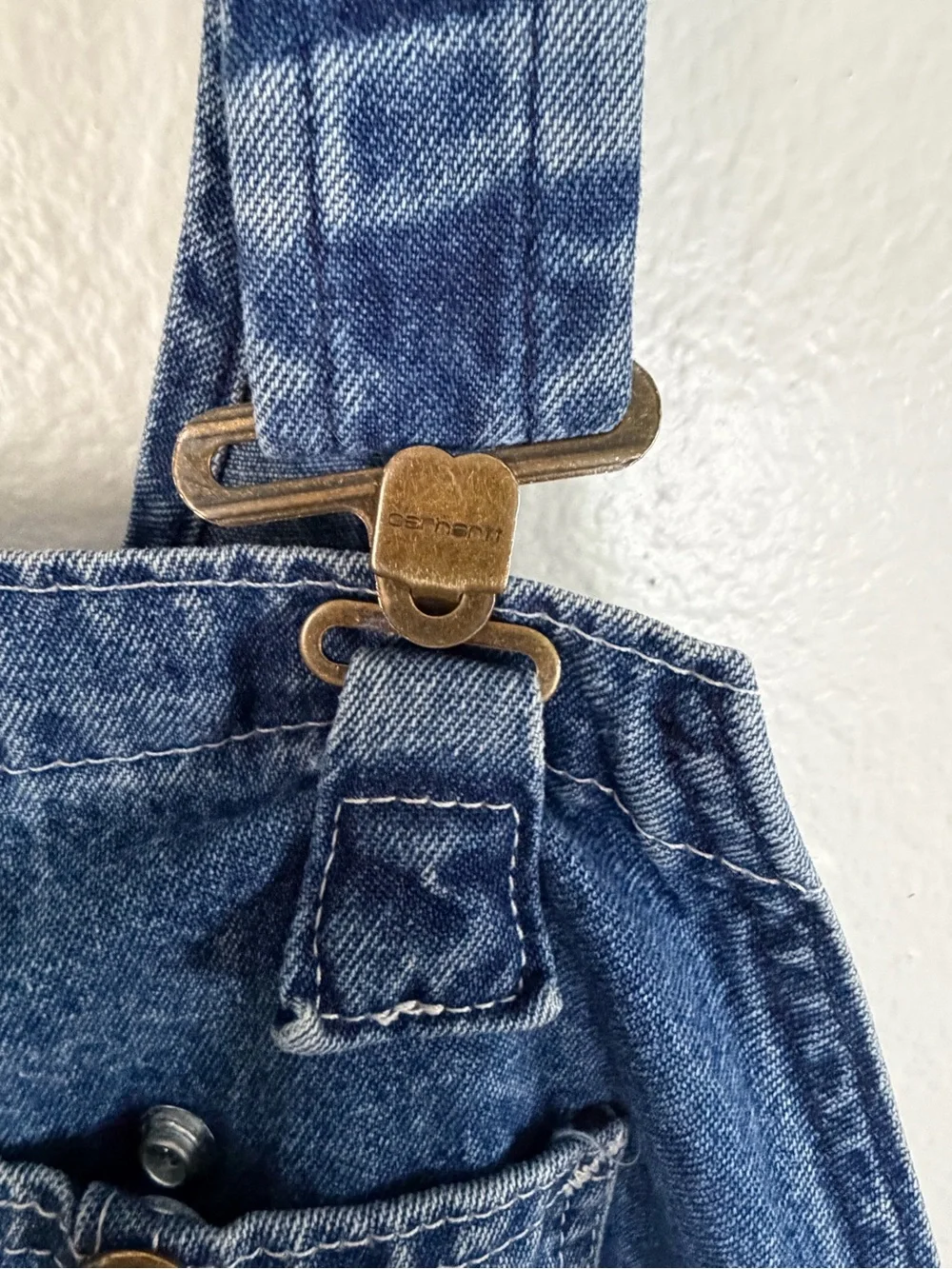 Carhartt Denim Overalls Men Size 44x27 Blue Stone Wash Workwear Dungaree